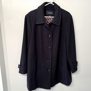 Lands End Plus Wool Swing Pea Coat Black 20W
